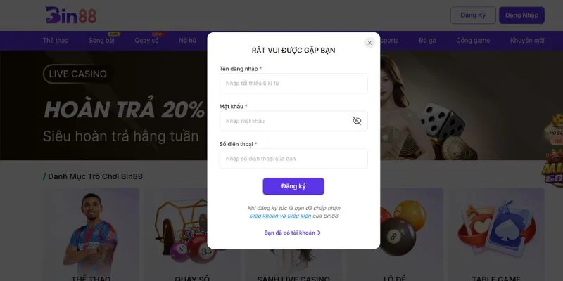 Các bước đăng ký BIN88 nhanh nhất dành cho tân thủ.