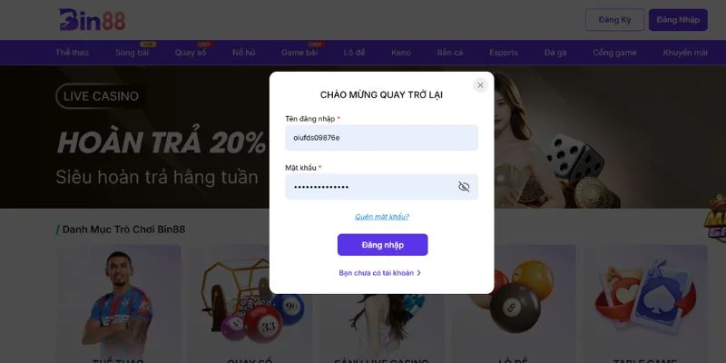 Cách thức đăng nhập vào sân chơi BIN88 rất đơn giản.